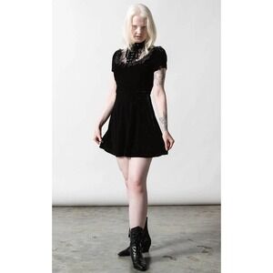 Killstar Evernight mini velvet black dress plus size